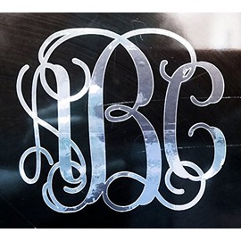 (Silver Chrome) Custom Vine Monogram Initials Vinyl Decal/Bumper Sticker for Cars YETI Cup Laptop (5"x5.75")