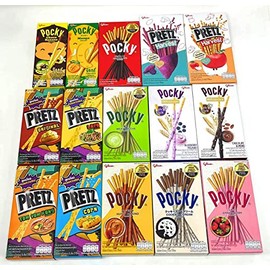 Pocky Biscuit Stick & Pretz Biscuit Stick 15 Flavor Variety Pack (Pack of 15)