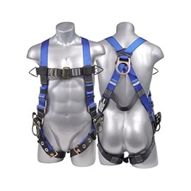 Palmer Safety Full Body Construction Harness 5pt Point Adjustment,Front, Back & Sides D-Ring, Grommet Legs, and Fall Indicators I (Sky Blue - Universal)
