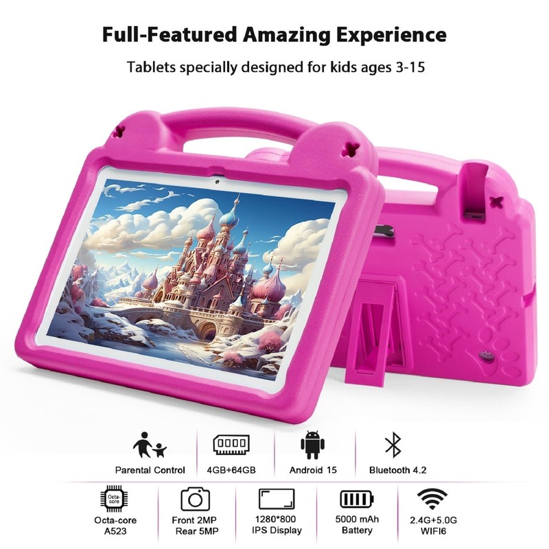 Android Tablet 10 Inch, Android 15 Kids Tablet, A523 Octa-Core,