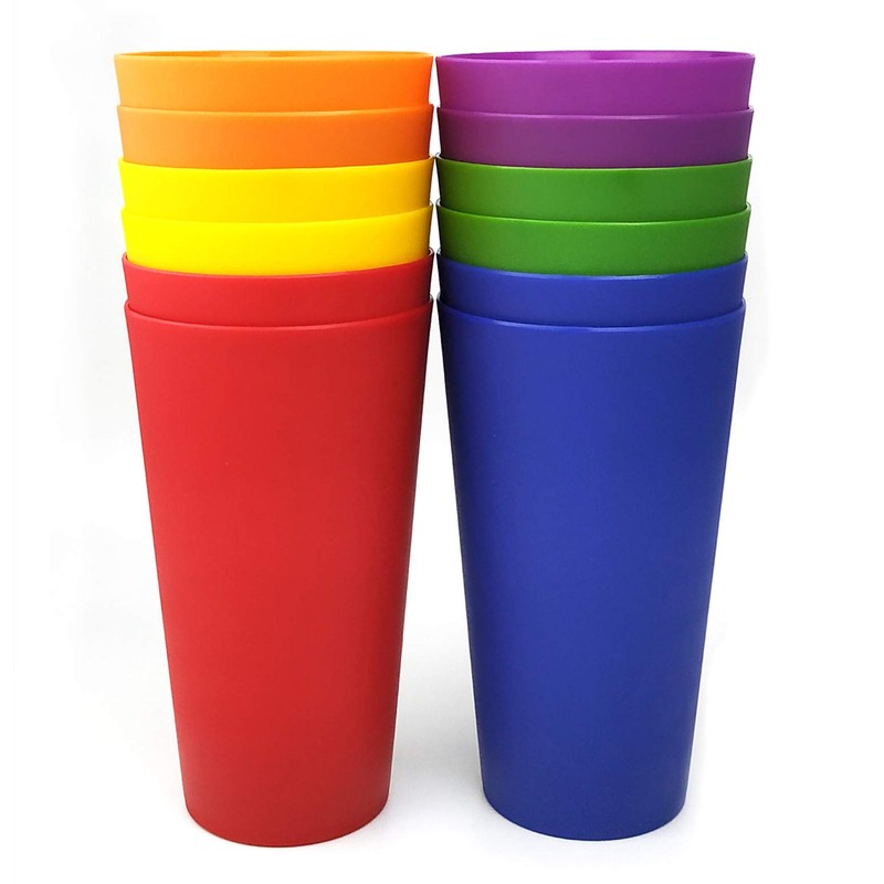 KX-WARE 32-ounce Plastic Tumblers Large Drinking Glasses, Set of 12