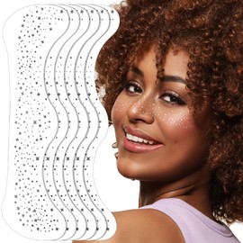 FANDAMEI Glitter Freckles, 6PCS Glitter Freckles Silver, Face Glitter Makeup Speckles. Glitter Face Speckles, Makeup Patches, Face Glitter Speckles for Women, 6PCS (Silver)