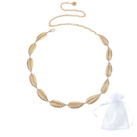 Asheyya Waist Chain Belt, Adjustable Metal Leaf Chain Belts for Women