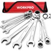 WORKPRO 8-piece Flex-Head Ratcheting Combination Wrench Set, SAE 5/16-3/4 in,