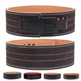 TOUGERJOY 10MM Weight Power Lifting Leather Lever Pro Belt Gym Training Black-Weightlifting Belt for Men and Women – Support Back and Core During Heavy Powerlifting Deadlifts and Squats