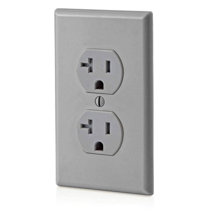 Leviton 20 Amp Tamper-Resistant Duplex Outlet, T5820-GY, Gray