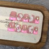 TENPAL Duckbill Shape Handmade Press On Nails Kit,Pink French Floral