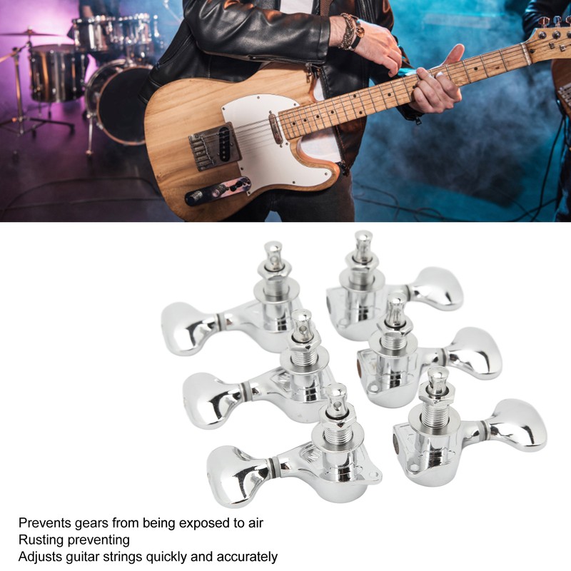 1:18 Gear Ratio Guitar Tuners Knob Enclosed Robust Silver Electric