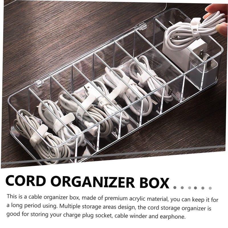 CAXUSD Electronics Cord Organizer Box with Lid Cable Storage for