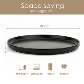 Metflavor Earthsong Collection Dinner Plate, Ribbed, Obsidian Night