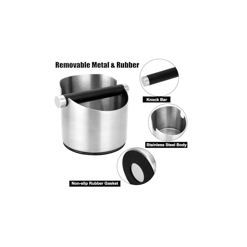 VIA CREMA Espresso Knock Box, Stainless Steel Coffee Grounds Knock