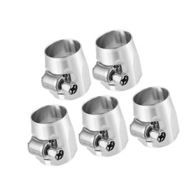 REPAIROCK 5 Pcs AN6 Hex Car Hose Finisher Flexible Rubber Pipe Clamp with Screw Band Adapter Fitting for Oil Fuel Water Tube Silver Tone Auto Replacement Parts