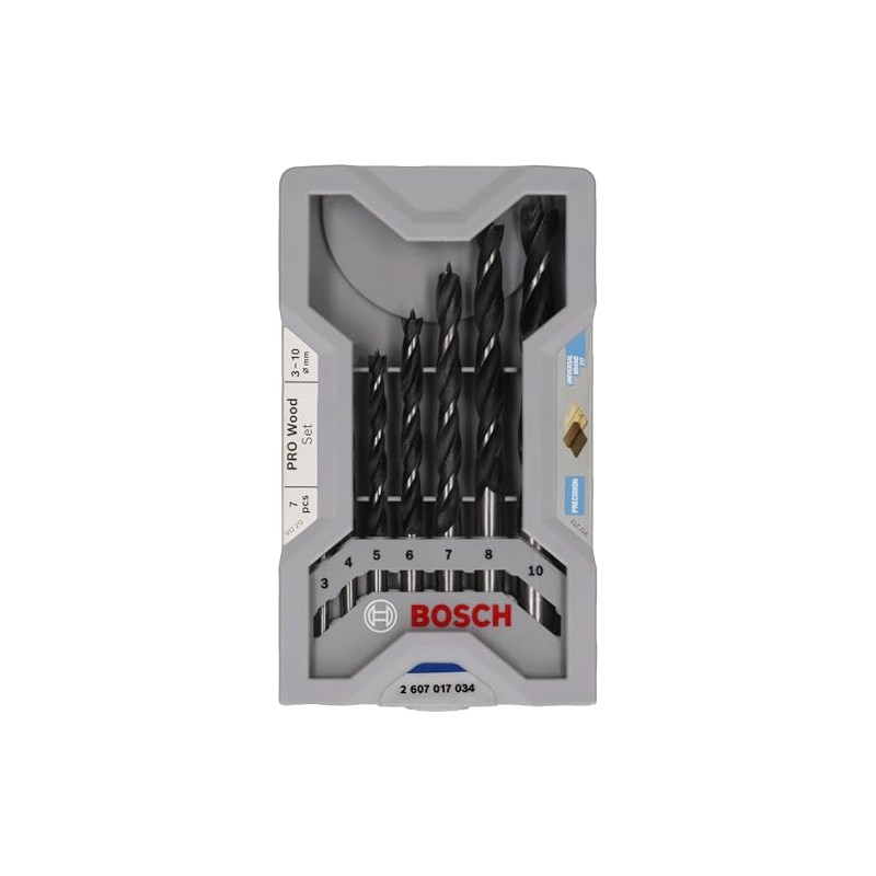 Bosch Juego 7un Broca Madera 3 Puntas 3-10mm