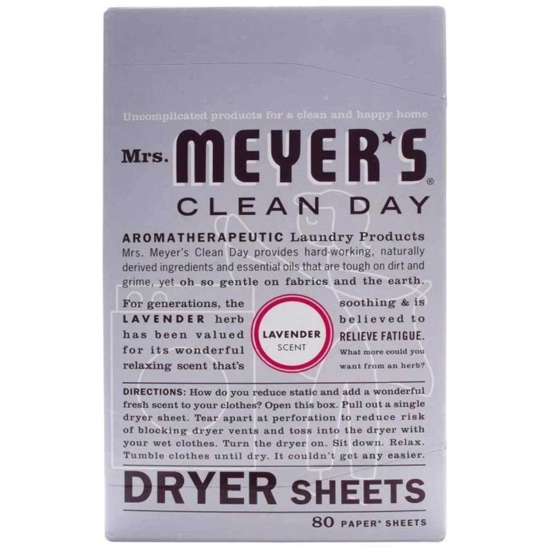 Mrs Meyers Dryer Sheets Clean Day Lavender - 80 Ct