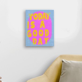Inspirational Canvas Wall Art,Girly Wall Art,Purple Preppy Funky Today Is a Good Day Framed Canvas Wall Art Decor 14x11,Colorful Hot Pink Preppy Paintings Artwork Office Dorm Room Home Wall Art Decor