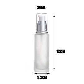 3PCS 30ML/1oz Empty Frosted Glass Lotion Pump Bottle Refillable Cosmetic Travel Toiletries Container Dispenser Vials Pot Jars for Cream Foundation Emulsion Essencial Oil