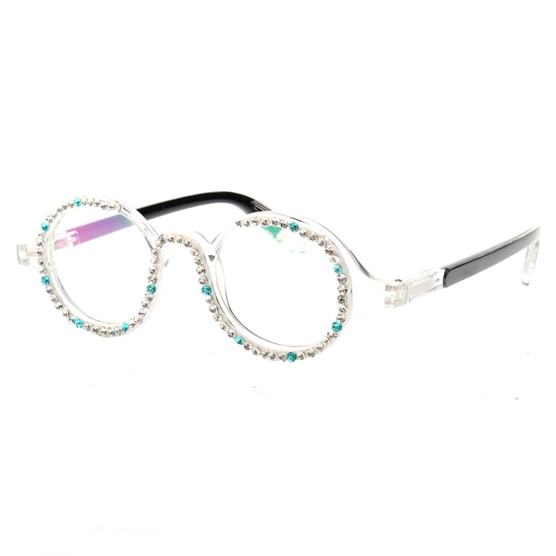 bullabulling Retro Round Diamond Reading Glasses for Women Stylish Bling