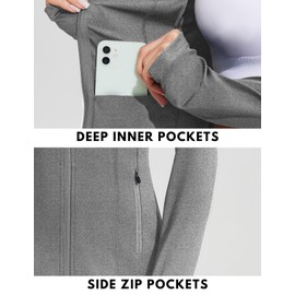 PINSPARK Womens Workout Jackets Thumb Holes Sports Top Casual Soft Lightweight Athletic Jacket Full Zip Track Coats