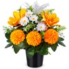 Artificial Cemetery Flowers in Pots, Artificial Chrysanthemums Lily Daisy with