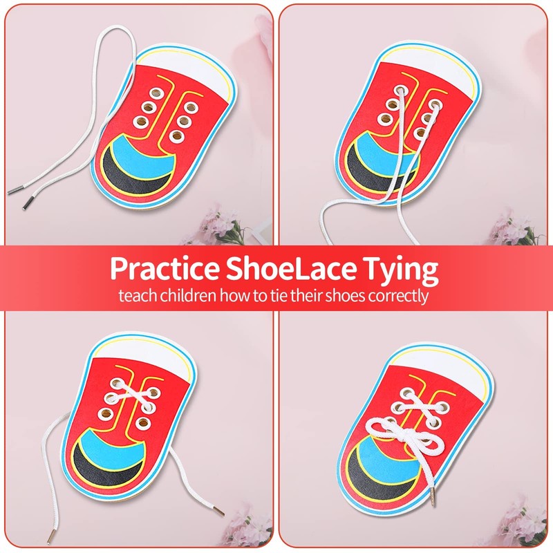 Wooden Lace-Up Shoe for Children Toddlers, Laces Tying Learning Children