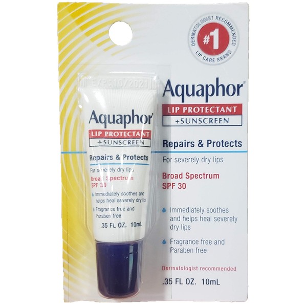 Aquaphor Lip Repair + Protect, Broad Spectrum SPF 30 0.35 oz (Pack of 2)