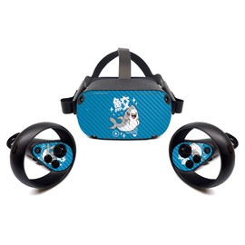 MightySkins Carbon Fiber Skin for Oculus Quest - Shark Kawaii | Protective, Durable Textured Carbon Fiber Finish | Easy to Apply, Remove, and Change Styles | Made in The USA (CF-OCQU-Shark Kawaii)