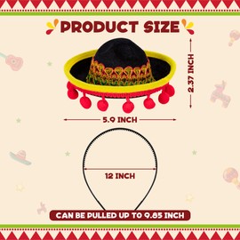 10 PCS Cinco De Mayo Party Decorations, Mini Sombrero Party Hats with Ball Fringe, Fabric Straw Fiesta Headbands Party Costume for Fun Fiesta Mexican Theme Decor Carnivals Festivals Party Favors