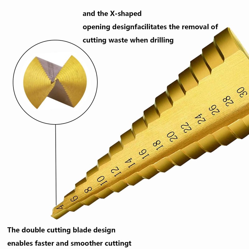 Tworider 3pcs Metric Step Drill Bit, Hss Step Drill Bit
