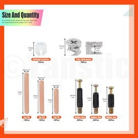 Tanstic 270Pcs 3 in 1 Furniture Connecting Hardware Connectors Kit, Furniture Cam Lock Fasteners Including Cam Lock Fittings with Dowel, Pre-Inserted Nut, Wood Dowel Pins Furniture Crib Screws