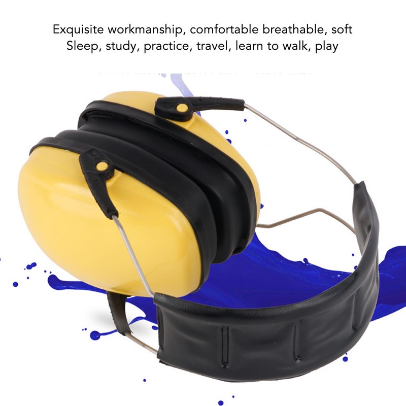 Yellow Baby Ear Protection Noise Cancelling Earmuff Efficient Foldable Adjusting