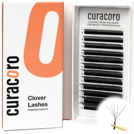 Curacoro 5D W-Shaped Clover Eyelashes Extension | 0.07mm Thickness | C/CC/D Curl | 8mm-15mm Mixed & Single Length | Individual Eyelash Extensions | Easy Application & Long Lasting (0.07 D, 8mm-15mm)