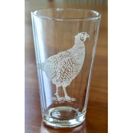 HullSpeed Designs Pheasant Engraved Pint & Beer Glasses (Set of 2)