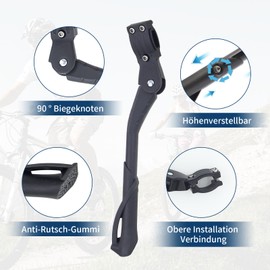 ZUKKA Bike Kickstands Bike Stand Kick Aluminium Alloy Adjustable Rear Support Feet Suitable for 20-27.5 Inches E-Bike Mountain Bike