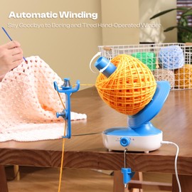 Caydo Electric Yarn Winder Pro, 10oz Large Automatic Ball Winder for Crocheting, Dual-Spring Strong Tension Stepless Speed Yarn Cake Roller Spinner, Ideal Present for Crochet Lovers(Blue)