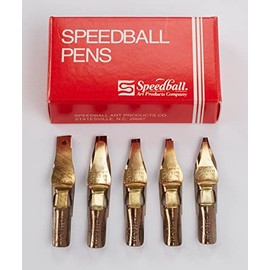 Speedball LC Left-Handed Series Pen Nib Set, Set of 6 Broad Edge Nibs, Triple-Reservoir Design, Calligraphy Ink Pen, Handwriting, Lettering, Fountain, Crow, For Artist Caligraphy Set, Silver