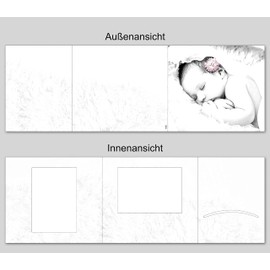 Leporello 3-Piece Portrait Folder for 13 x 18 Photos & CD in Design Baby Photo Folder for Studio, Nursery, School