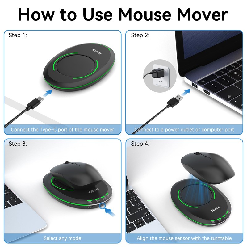 Giecy Ultra Slim Undetectable Mouse Mover, Mouse Jiggler with Adjustable