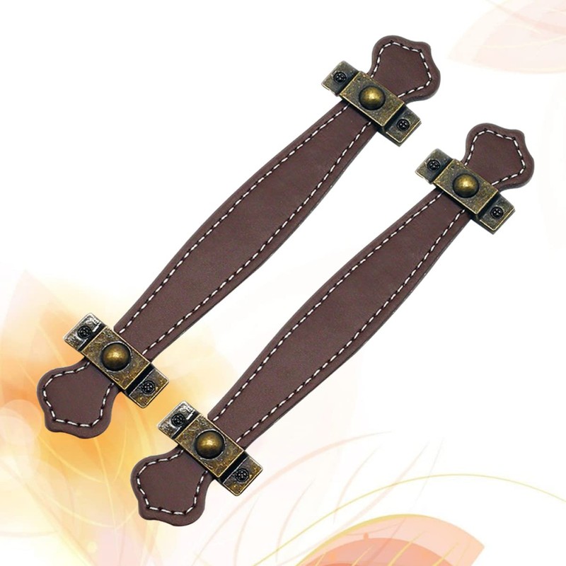 COHEALI 2pcs Vintage Replacement trunk handles leather cabinet handles drawer