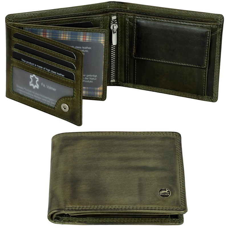 Fa.Volmer Men's Leather Wallet with RFID Protection - Extra Sturdy