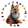 SECOGM Wooden Puzzles for Adults - Artistic Fox Wood Puzzles