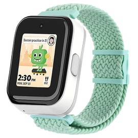 Stretchy Braided Syncup Kids Watch Band with Magnetic Buckle - Adjustable Length, Breathable Nylon, Quick Release Spring Bars - Teal