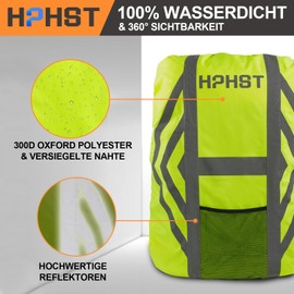 HPHST Rain Cover for Backpacks School Bags (21-45L), Waterproof Backpack Rain Cover Rain Cape with Reflectors & Non-Slip Cross Buckle Strap for Hiking, Camping, Cycling (M (21L-35L))