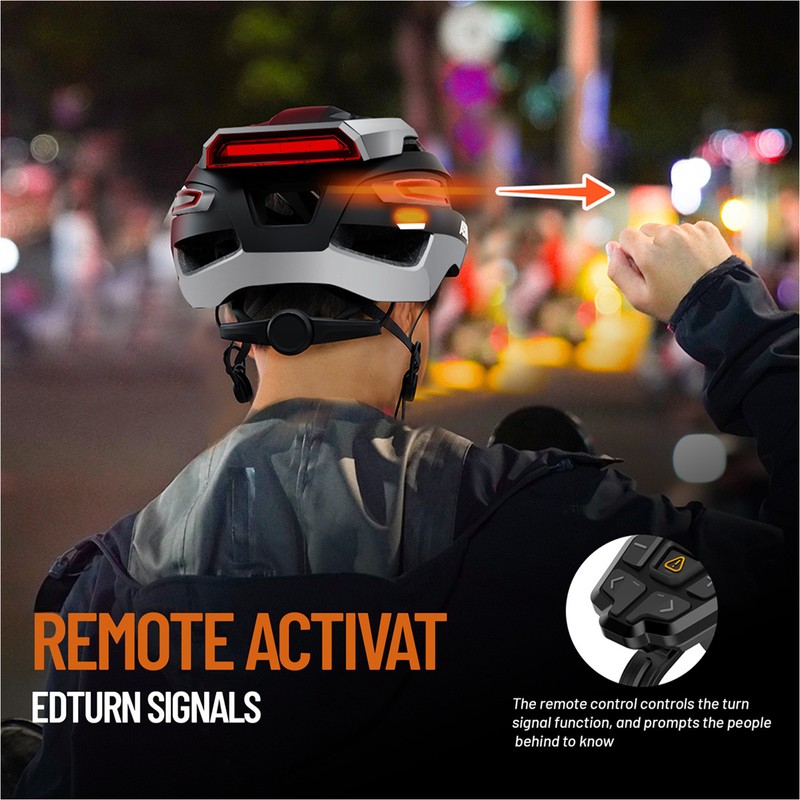 Bike Smart Cycle Helmet with Headlight Tail Light SOS Emergency