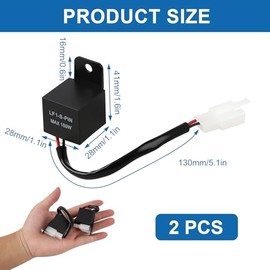 LED Indicator Relay 12 V Motorcycle 2-Pin Universal Moto Flasher Relay Load Independent LF1-S-PIN Max 150 W 12 Volt Flasher Sensor Flashing Frequency Control Relay for Motorcycles Indicators