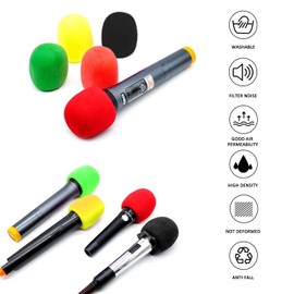 16 Pack Foam Mic Cover Handheld Microphone Windscreen Household KTV Non-disposable Microphone Sponge Cover Blowout Cover Windproof Sponge Cover (4 Color)