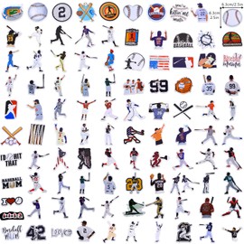 Pack of 100 Baseball Stickers Sports Water Bottle Stickers Baseball Helmet Stickers Baseball Gifts for Boys Girls Kids