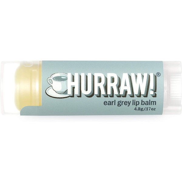 Hurraw! Earl Grey Lip Balm, 4.8g/.17oz: Organic, Certified Vegan, Cruelty and Gluten Free. Non-GMO, 100% Natural Ingredients. Bee, Shea, Soy and Palm Free. Made in USA