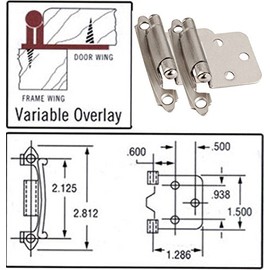 Cosmas 17139-SN Satin Nickel Hinge Variable Overlay (Pair) [17139-SN]