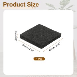 uxcell Felt Furniture Pads, 4Pcs 2.36" x 2.36" Adhesive Backed Felt Non-Slip Anti-Scratch Chair Leg Protectors for Protecting Hardwood Floor, Black