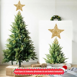 Gold Christmas Tree Topper Star Led,Hollow Glitter Sparkling christmas tree topper with Light Xmas Tree Star for Christmas Tree Decorations for Indoor Home